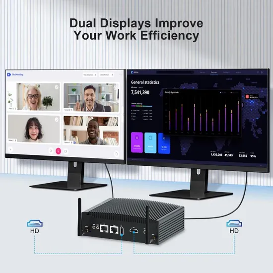 Mini computador industrial sem ventilador, para intel core i3 7167u 6lan portas firewall pfsense roteador mini computador